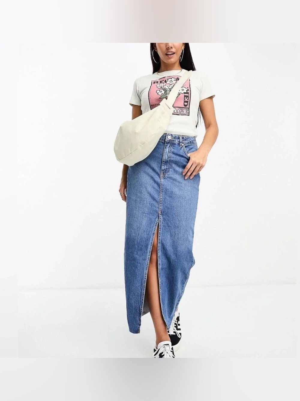 NWT Stradivarius Denim Midi Skirt (8)